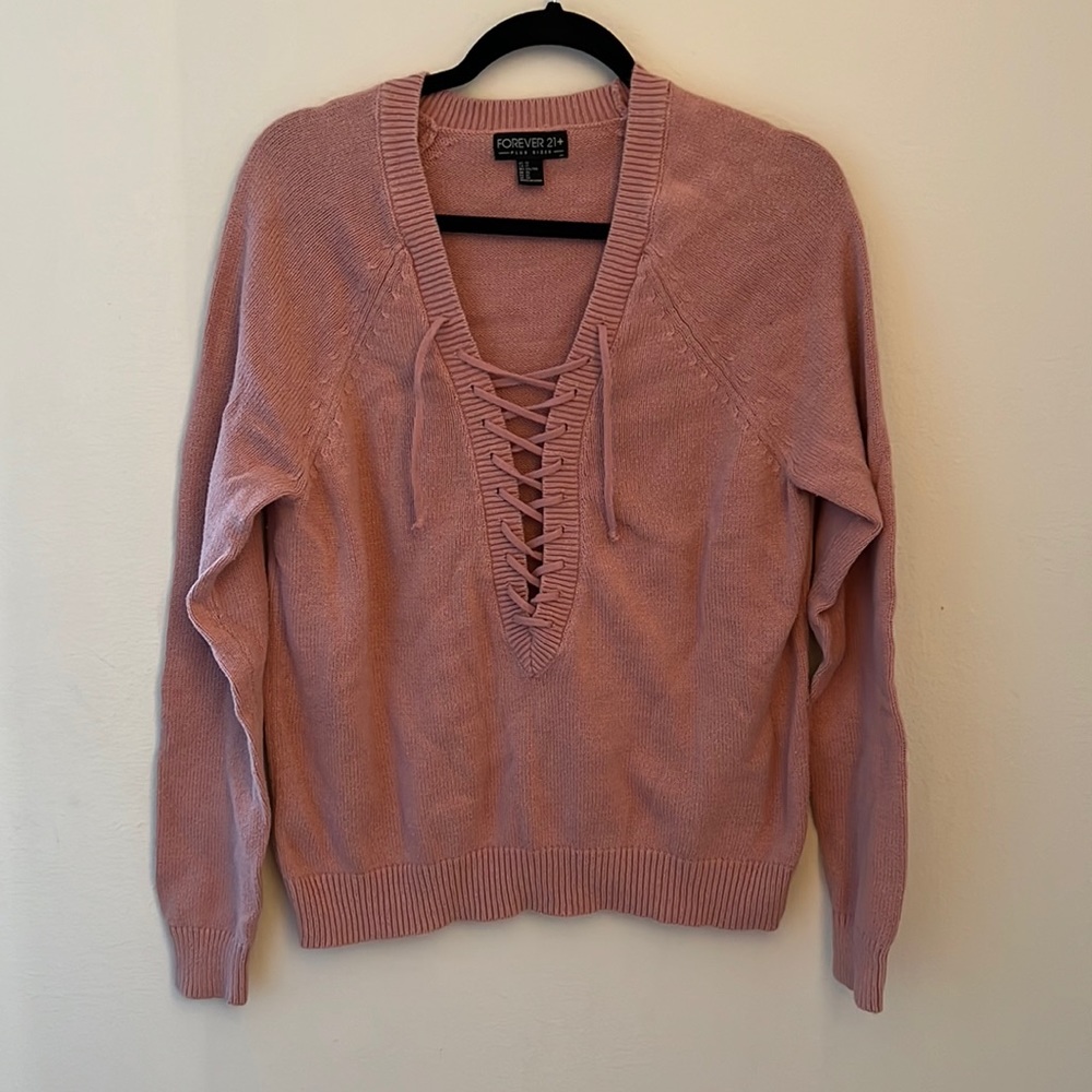 Forever 21 pink 1XL laced up sweater